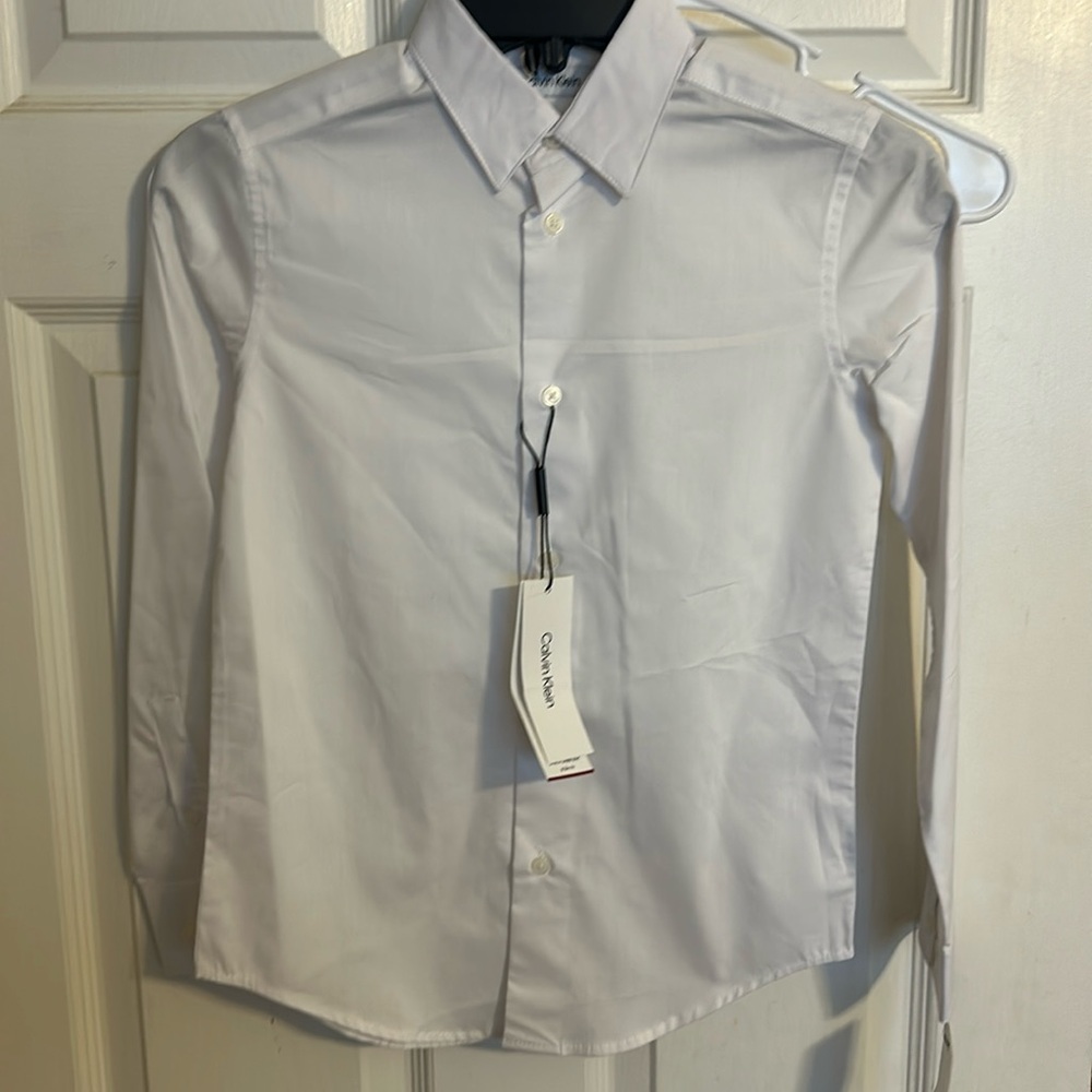 Calvin Klein white button slim fit stretch
